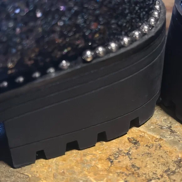 Black Glitter Combat Boots - Picture 7 of 8